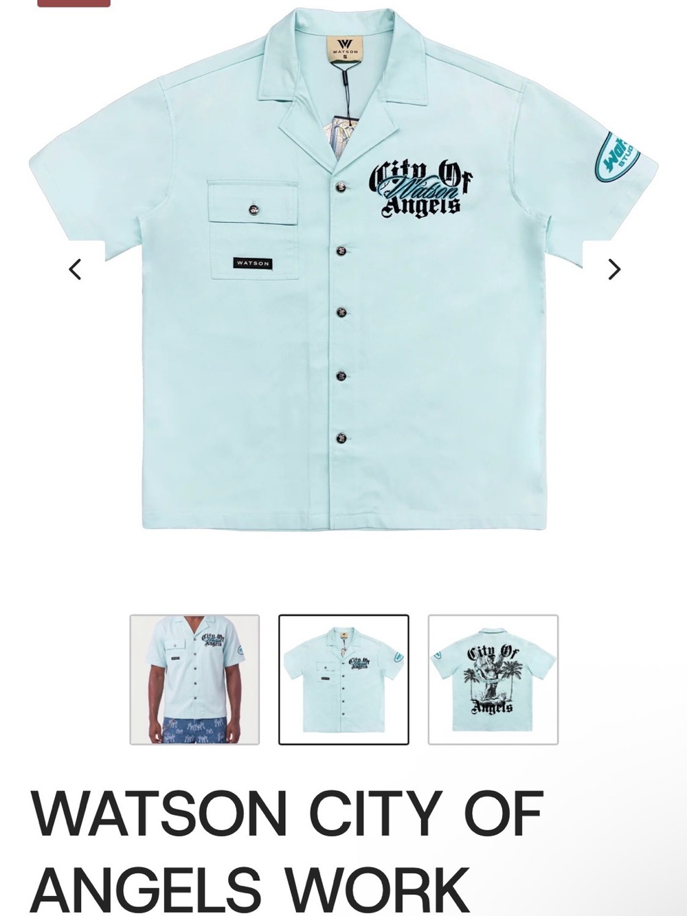 City Of Angels Short-Sleeve Button Down Shirt - blue